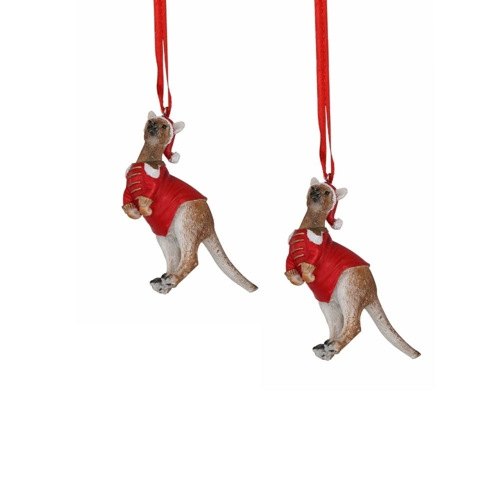 Australiana Red Santa Jacket Kangaroo 8cm (Set of 2)