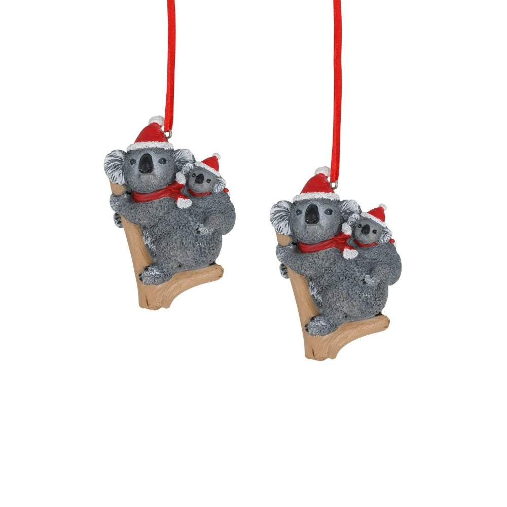 Christmas Koala with Joey Hanging Figure 8cm (Set of 2)