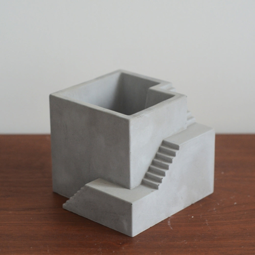 Lune Cement Architectural Stairway Planter Pot
