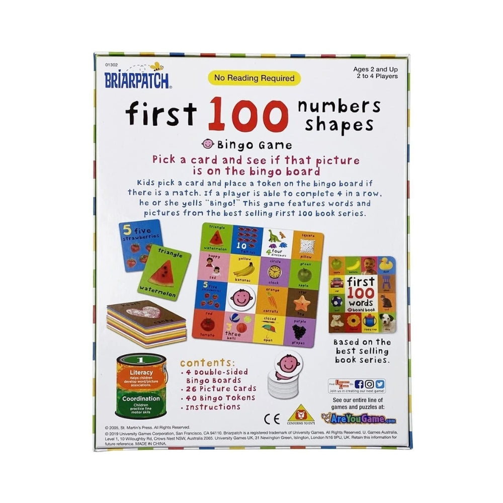 First 100 Numbers Shapes Bingo Game