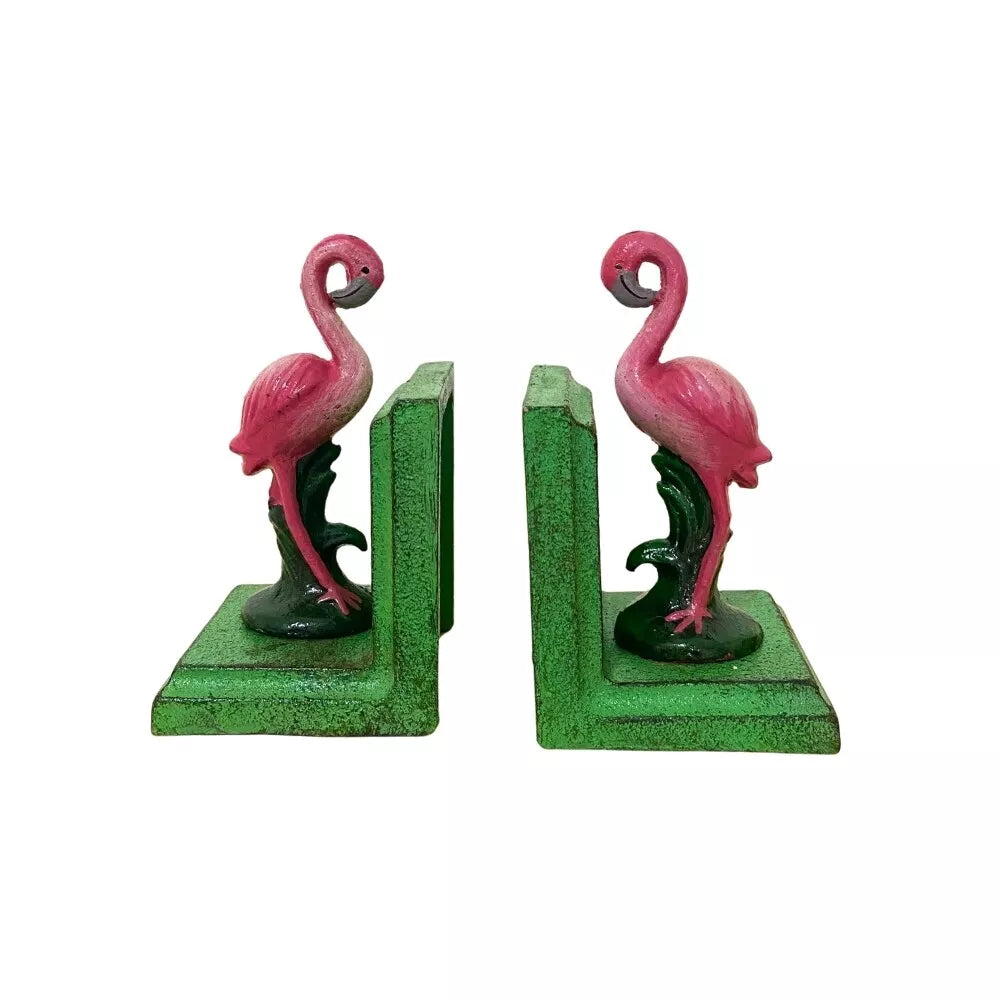 Cast Iron Flamingo Bookends