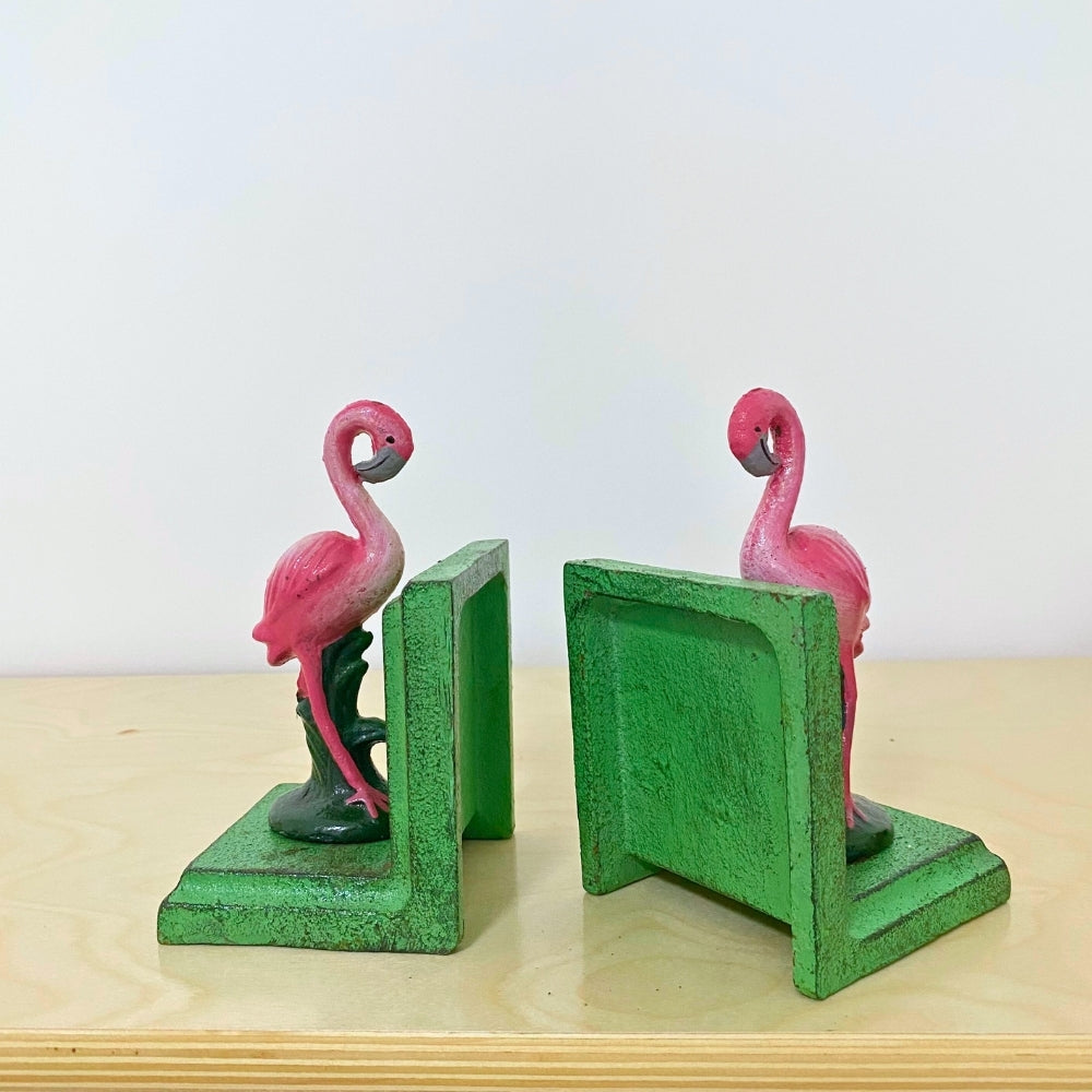 Cast Iron Flamingo Bookends