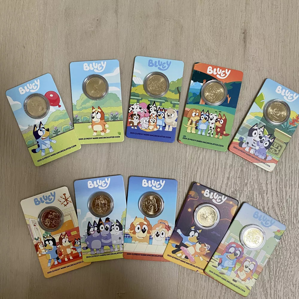 2024 RAM $1 Bluey Coin In Card Set of 10 with Privy Mark