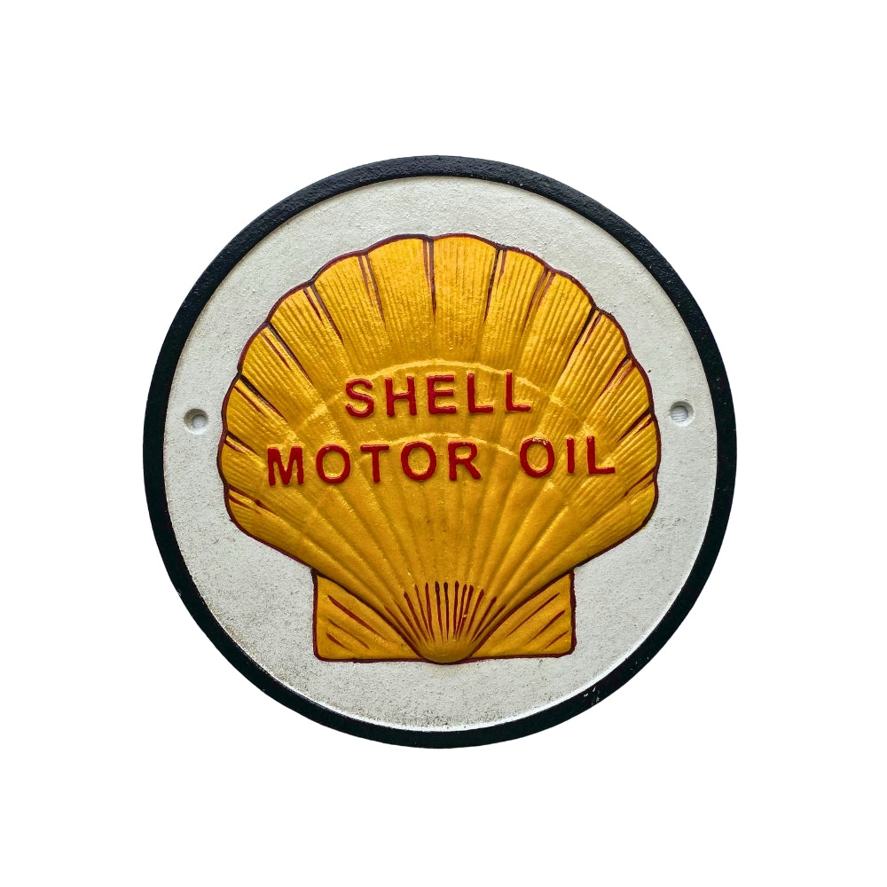 Cast Iron Shell Motor Oil Clam Circle Sign 24cm