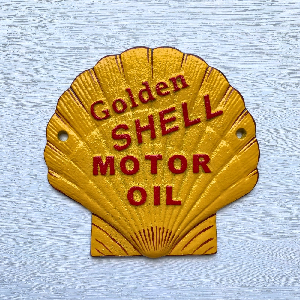 Cast Iron Golden Shell Motor Oil Clam Sign 19cm