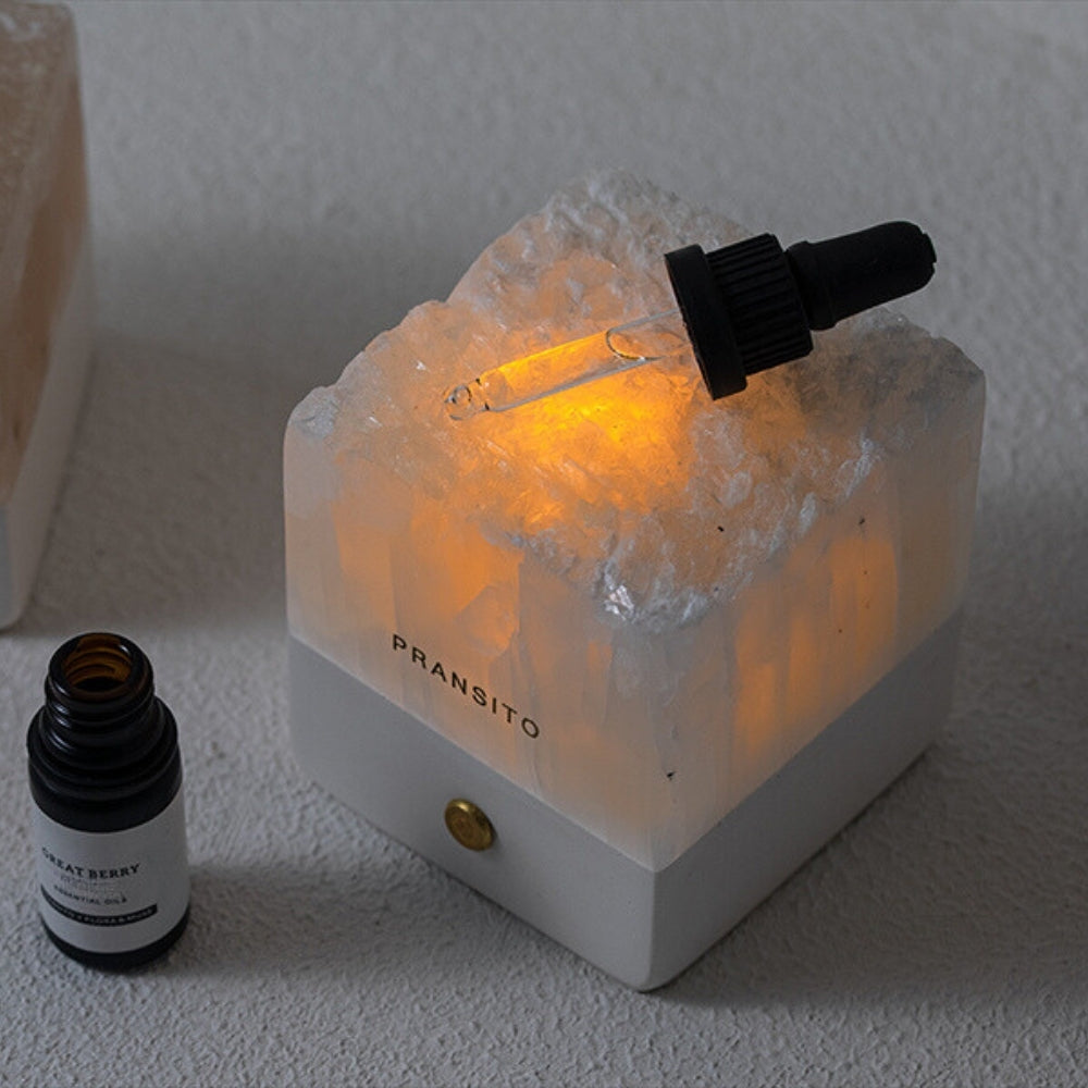 Pransito Selenite Aroma Diffuser Night Light