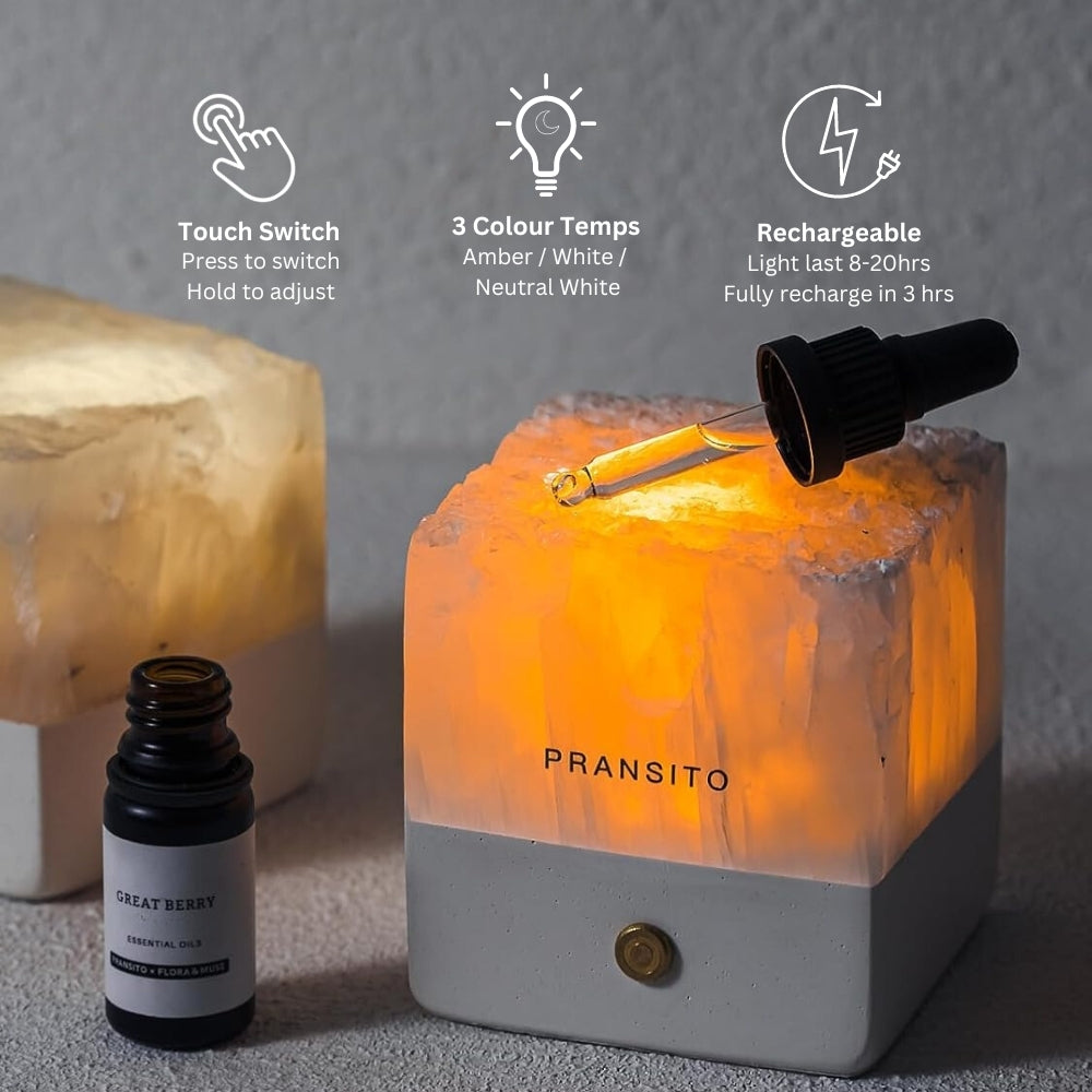 Pransito Selenite Aroma Diffuser Night Light