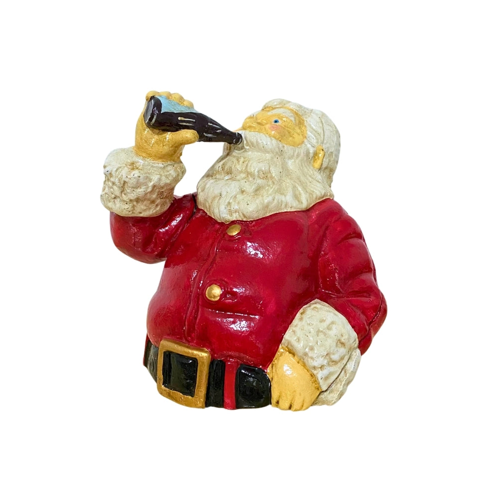Cast Iron Santa Drinking Cola Coin Bank