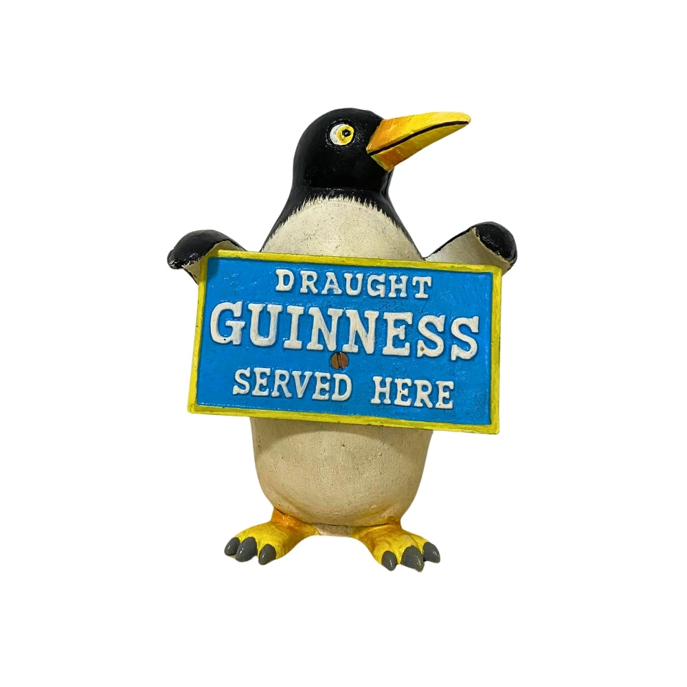 Guinness Served Here Sign Penguin Cast Iron Statue