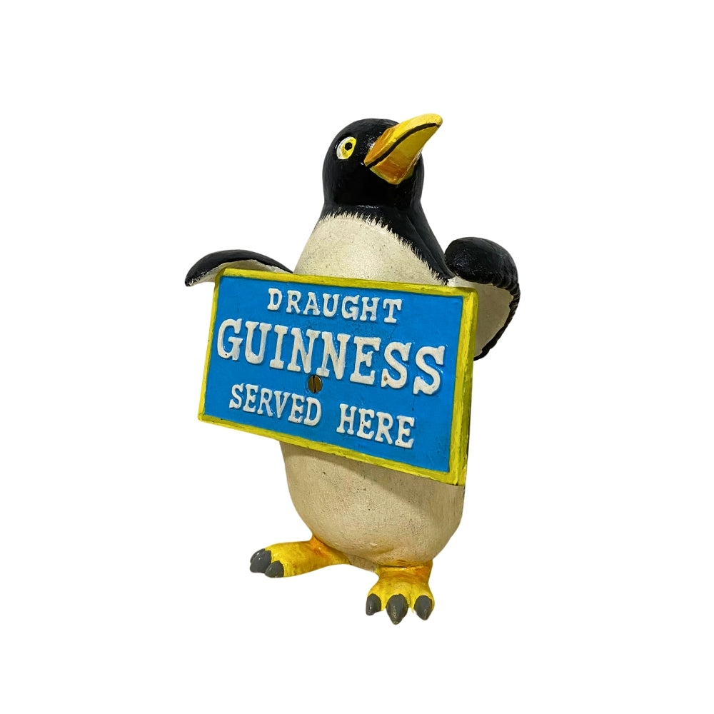 Guinness Served Here Sign Penguin Cast Iron Statue