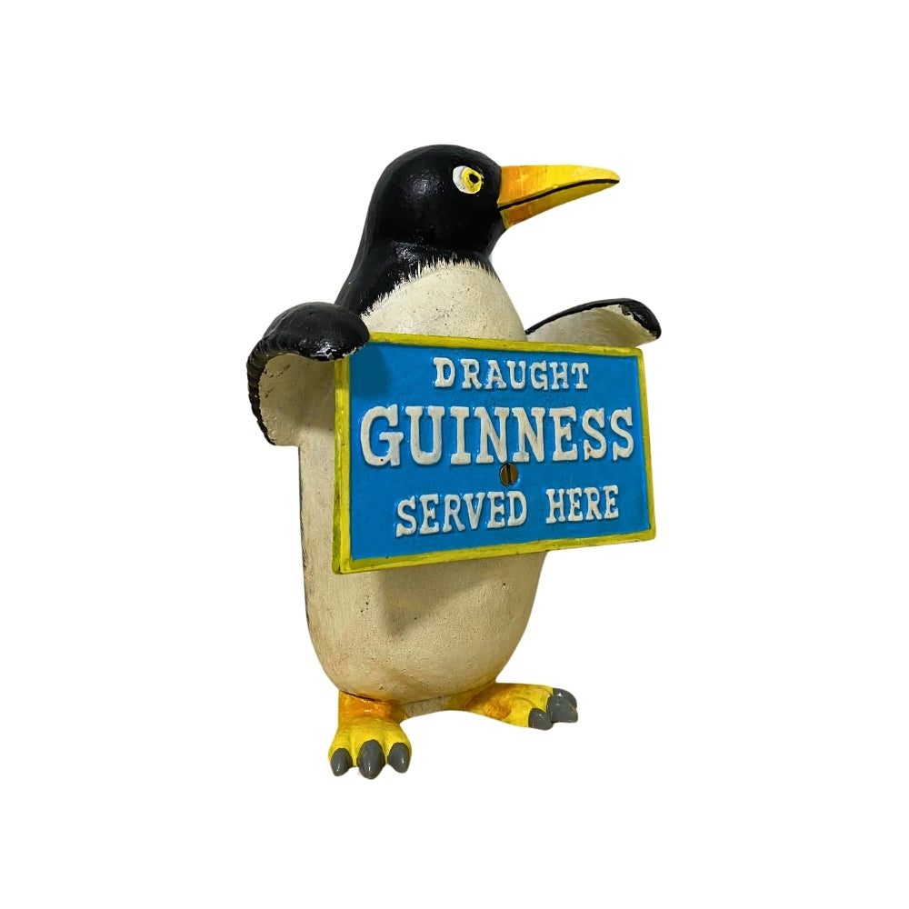 Guinness Served Here Sign Penguin Cast Iron Statue