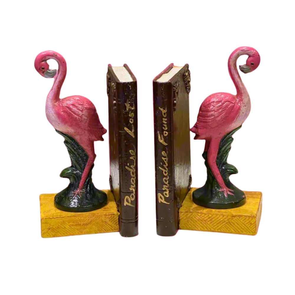 Cast Iron Paradise Flamingo Bookends