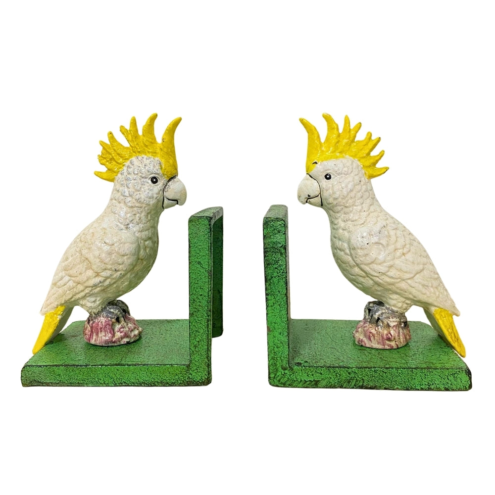 Cast Iron Cockatoo Bookends