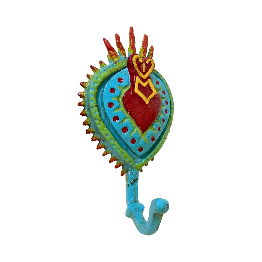 Cast Iron Heart on Fire Wall Hook