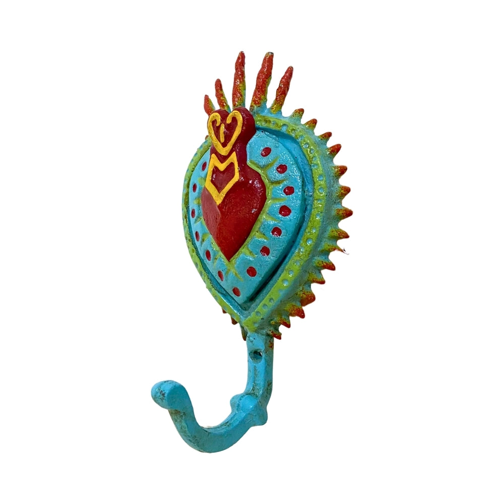 Cast Iron Heart on Fire Wall Hook
