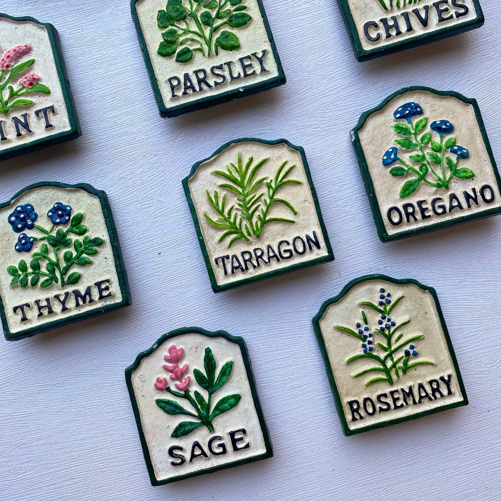 Cast Iron Garden Herb Marker Signs (Set of 10)