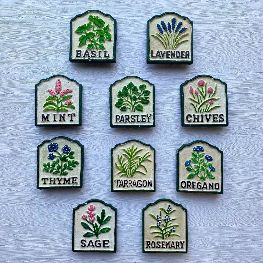 Cast Iron Garden Herb Marker Signs (Set of 10)