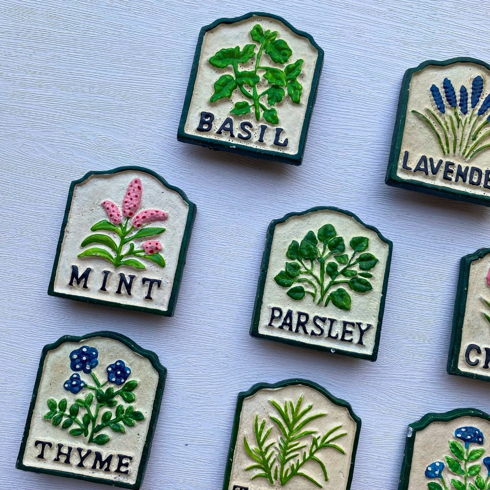 Cast Iron Garden Herb Marker Signs (Set of 10)