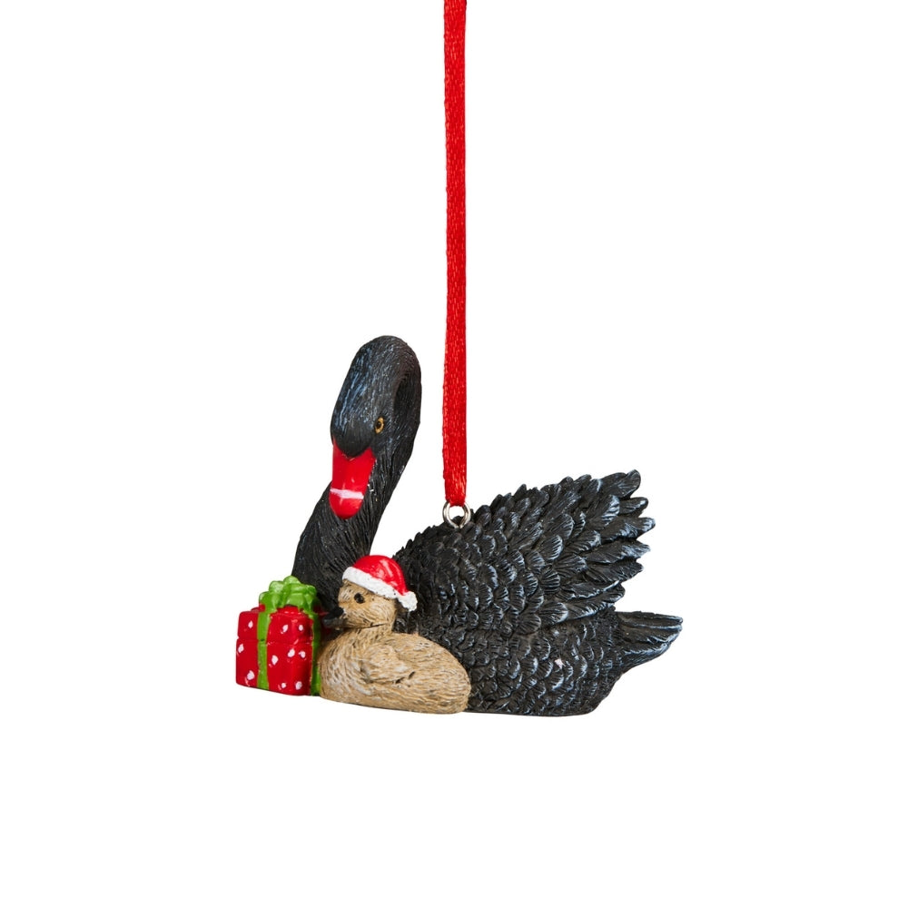 Australiana Black Swan & Baby Christmas Hanging Figure 8cm (Set of 2)