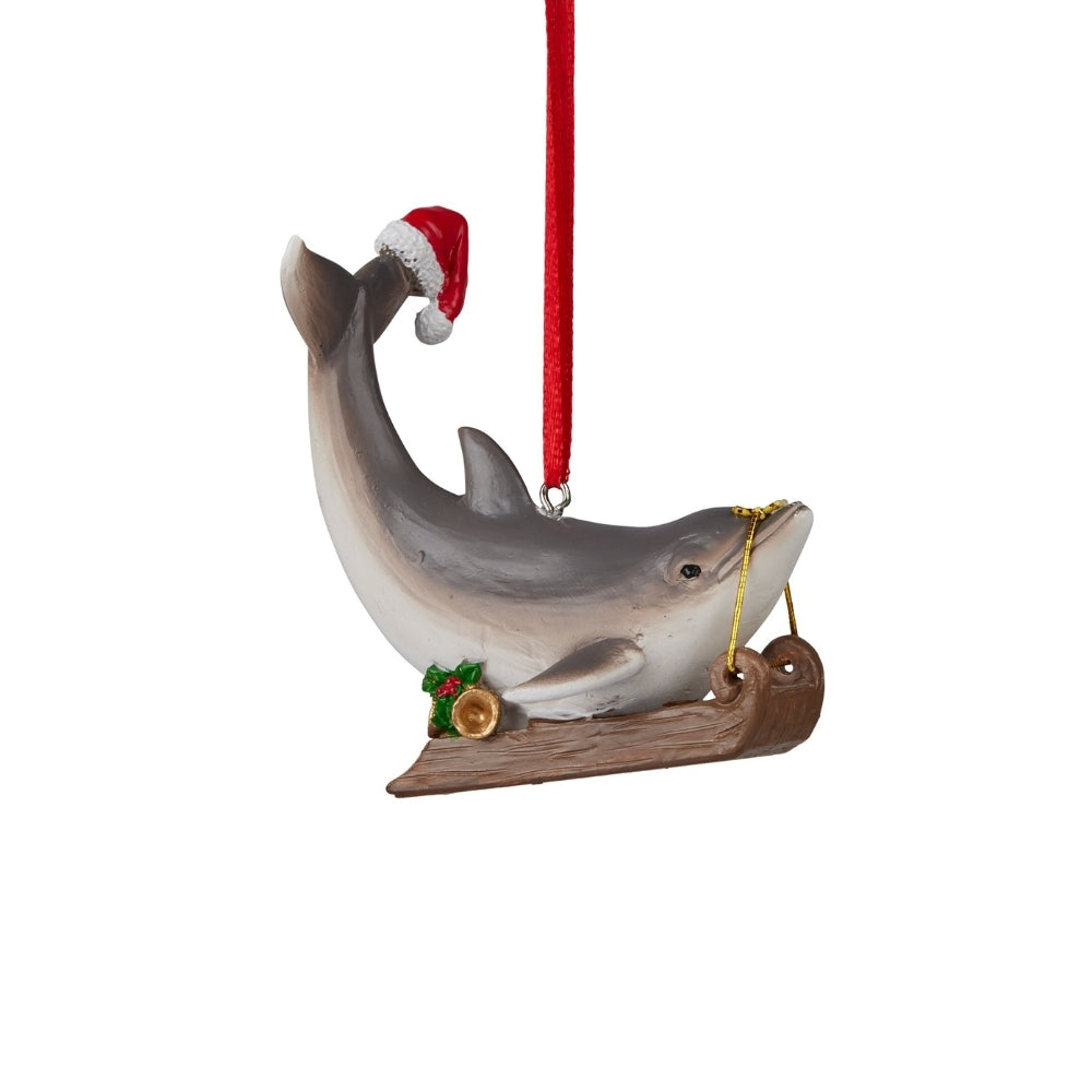 Australiana Dolphin on Sleigh Christmas Hanging Figure 8cm (Set of 2)