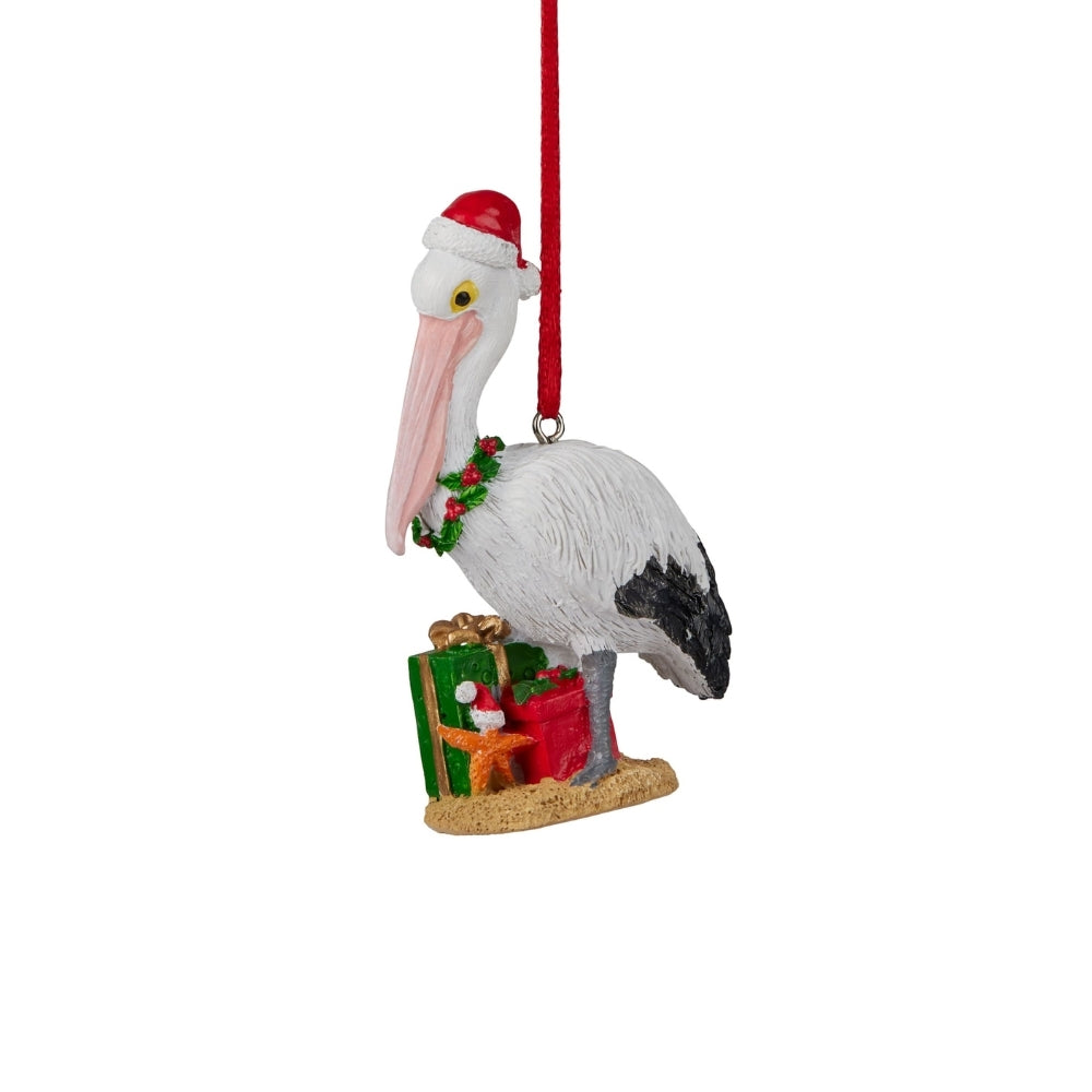 Australiana Pelican with Present Christmas Hanging Figure (Set of 2)