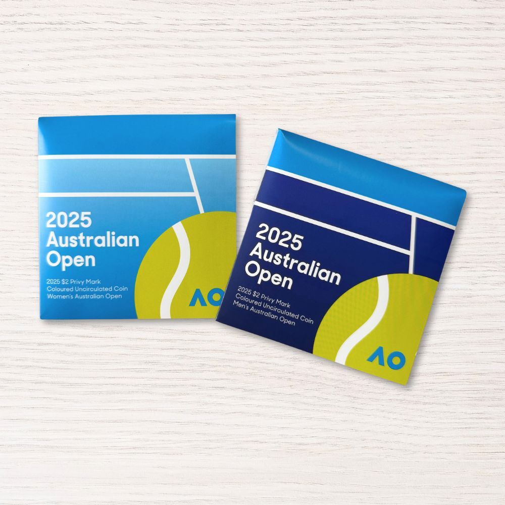 2025 Women's and Men's Australian Open $2 Privy Mark Coin in Folder - SEALED