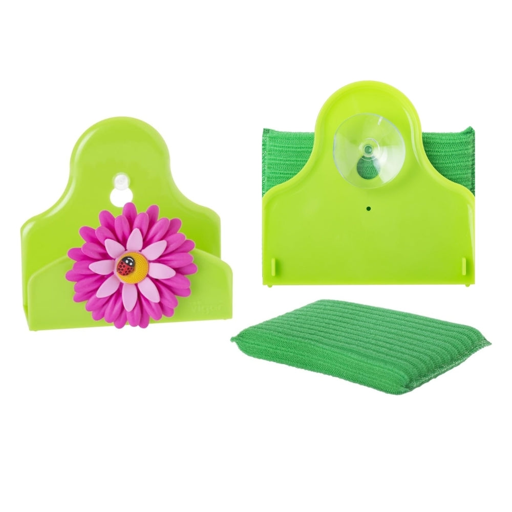 Vigar Flower Power Dish Washing Sponge with Holder