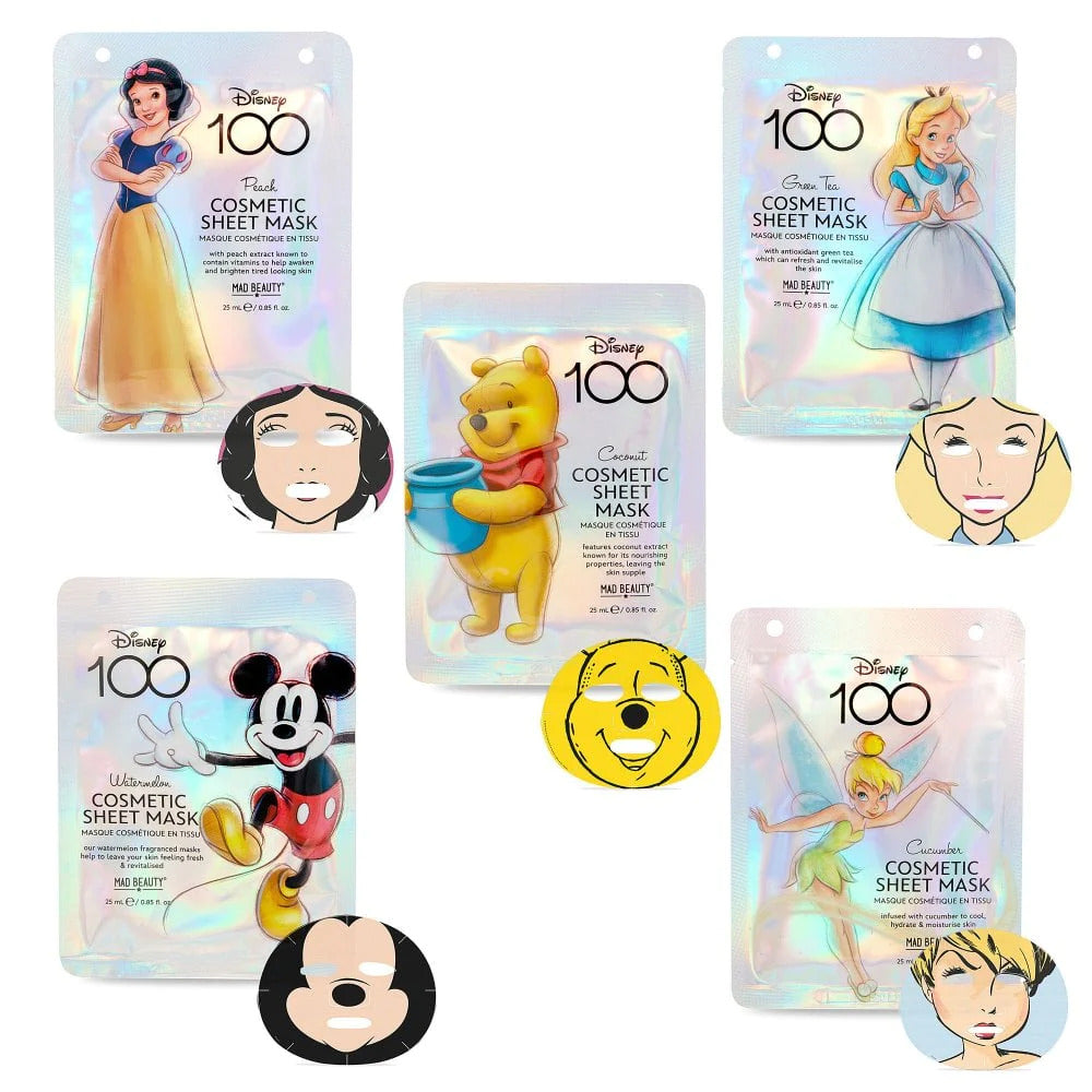Disney 100 Cosmetic Sheet Mask Collection 5pc Set