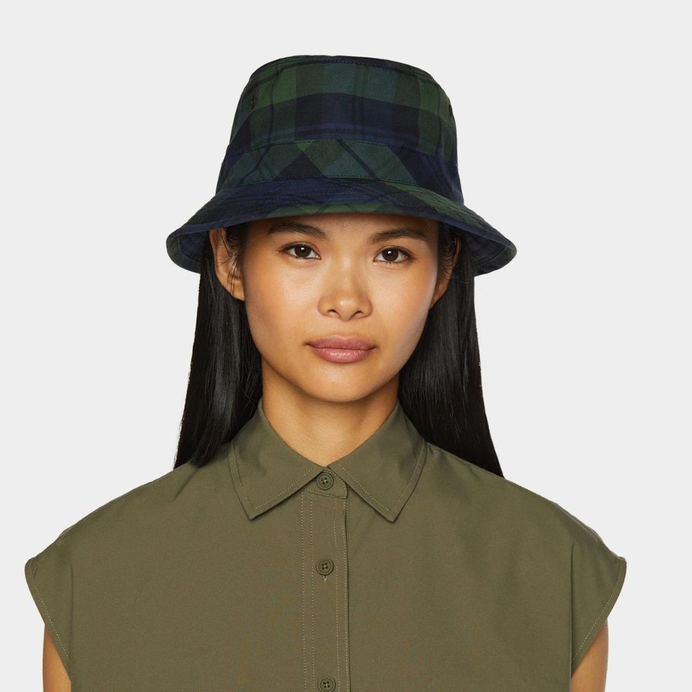 Tilley Waxed Cotton Bucket Hat - L - Navy Plaid