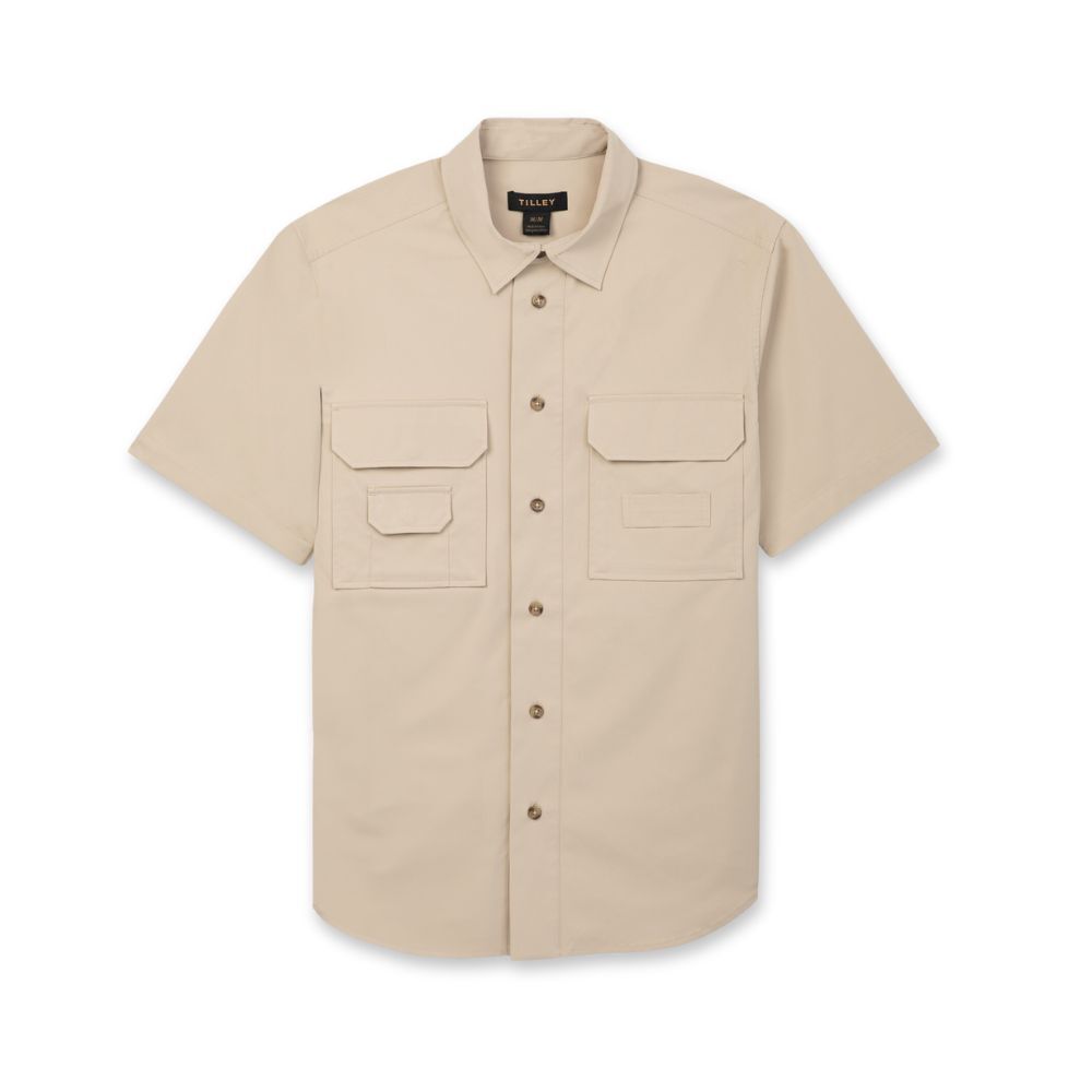 Tilley Mens Short Sleeve Button Up Shirt - M - Tan