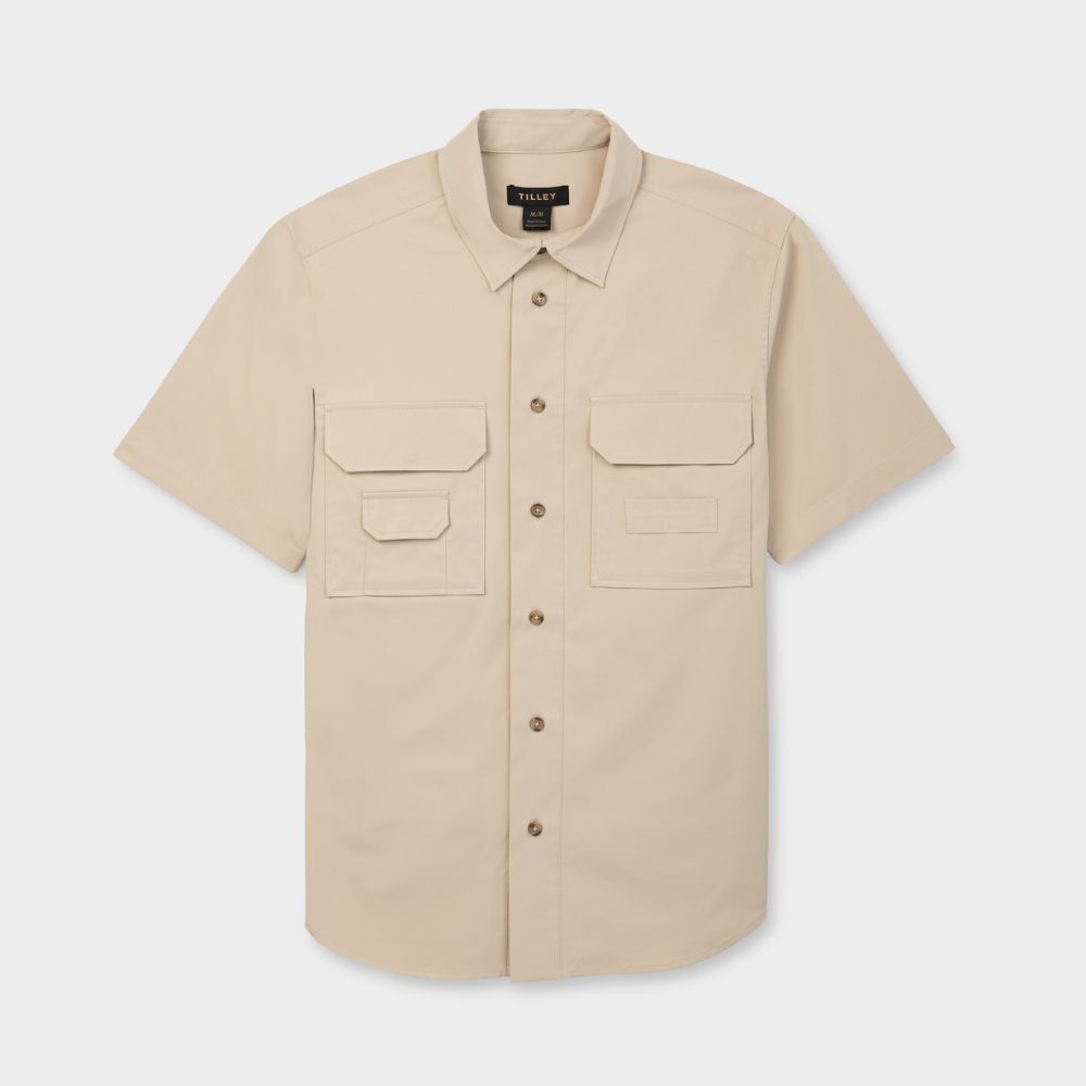 Tilley Mens Short Sleeve Button Up Shirt - M - Tan
