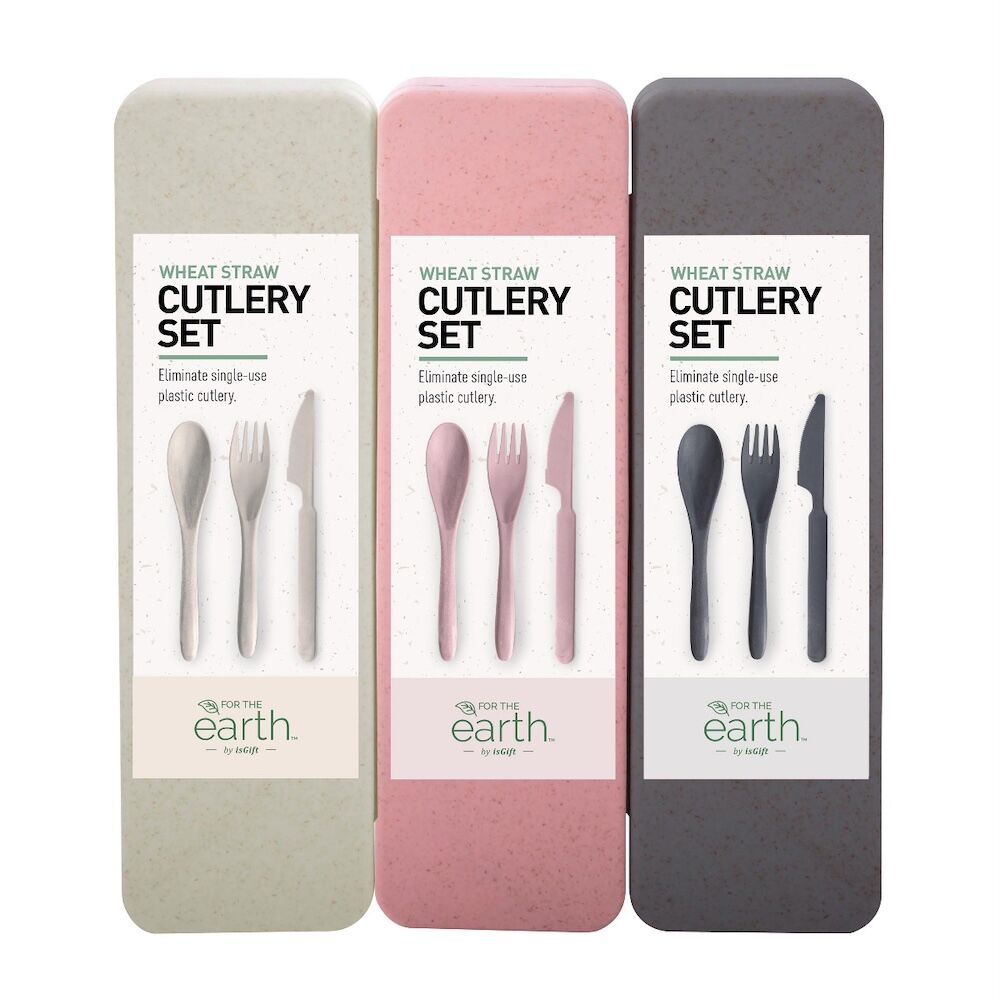 For The Earth Wheat Straw Travel Cutlery Set (Assorted)