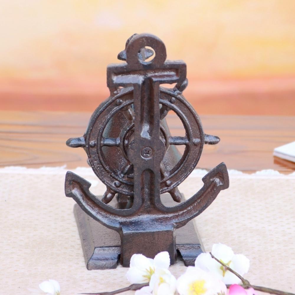 Nautical Ship Wheel Anchor Cast Iron Table Bell