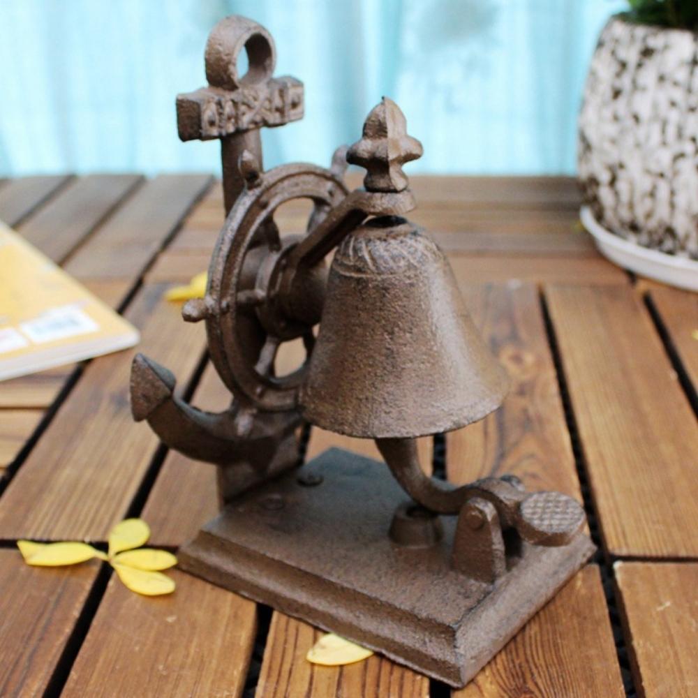 Nautical Ship Wheel Anchor Cast Iron Table Bell