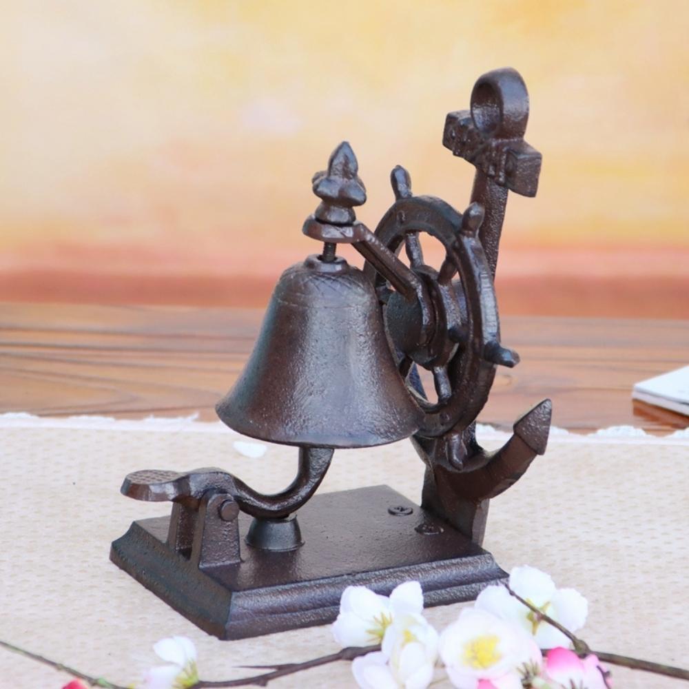 Nautical Ship Wheel Anchor Cast Iron Table Bell