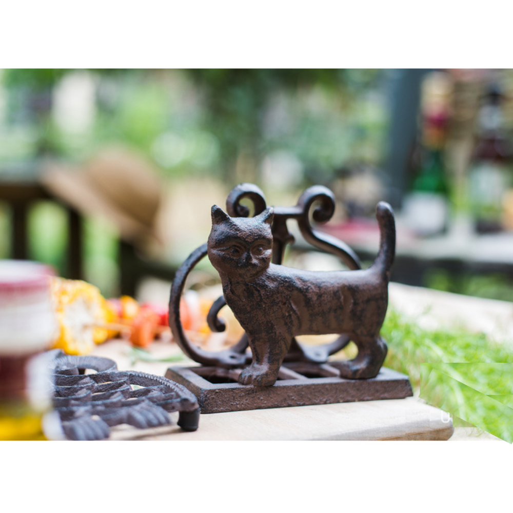 Vintage Cast Iron Cat Napkin Holder