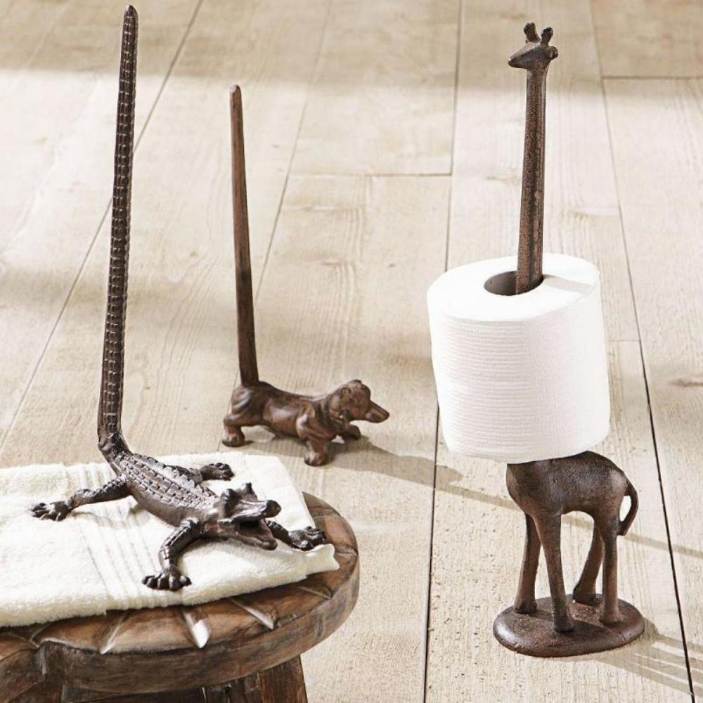 Cast Iron Giraffe Paper Towel Holder Stand