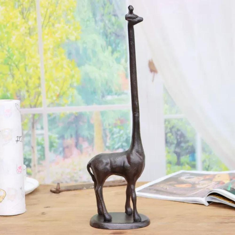 Cast Iron Giraffe Paper Towel Holder Stand