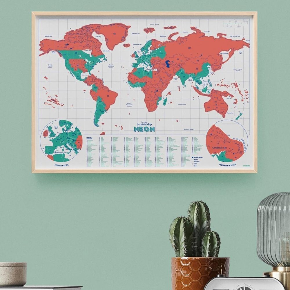 Luckies Scratch Map Neon Coral