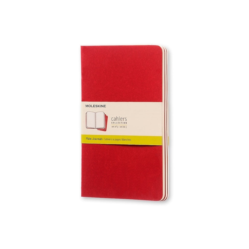 Moleskine Cahier Large Notebook Set of 3 - Cranberry Red - Plain