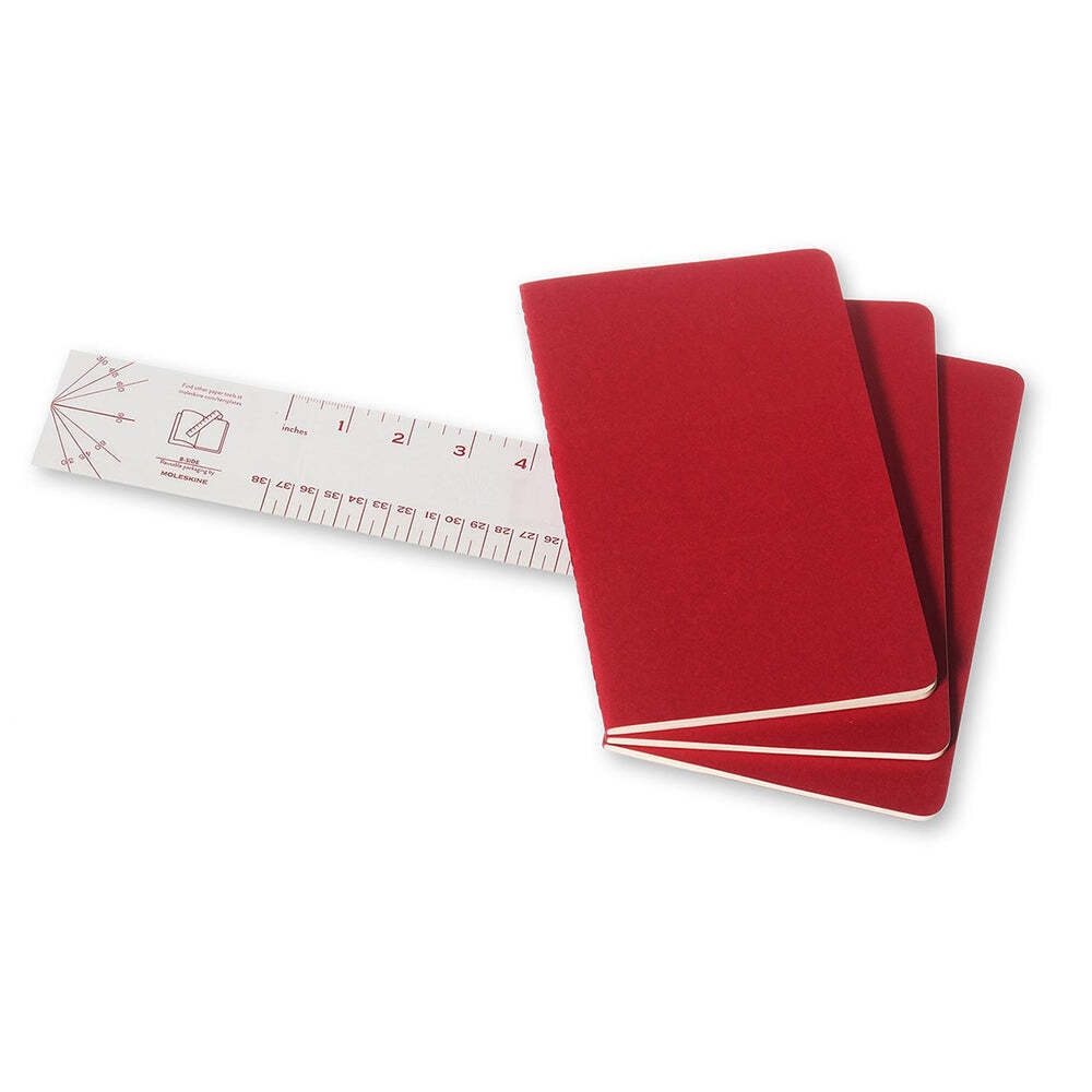 Moleskine Cahier Large Notebook Set of 3 - Cranberry Red - Plain
