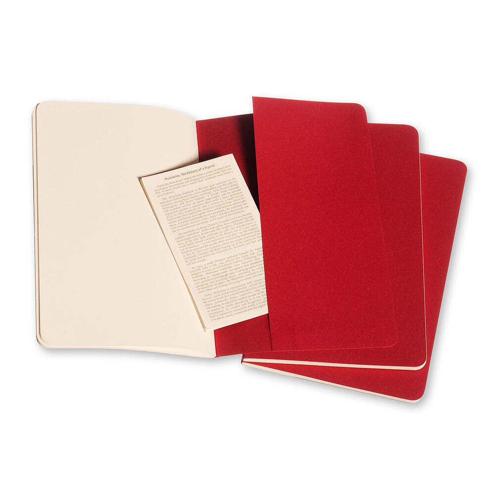 Moleskine Cahier Large Notebook Set of 3 - Cranberry Red - Plain