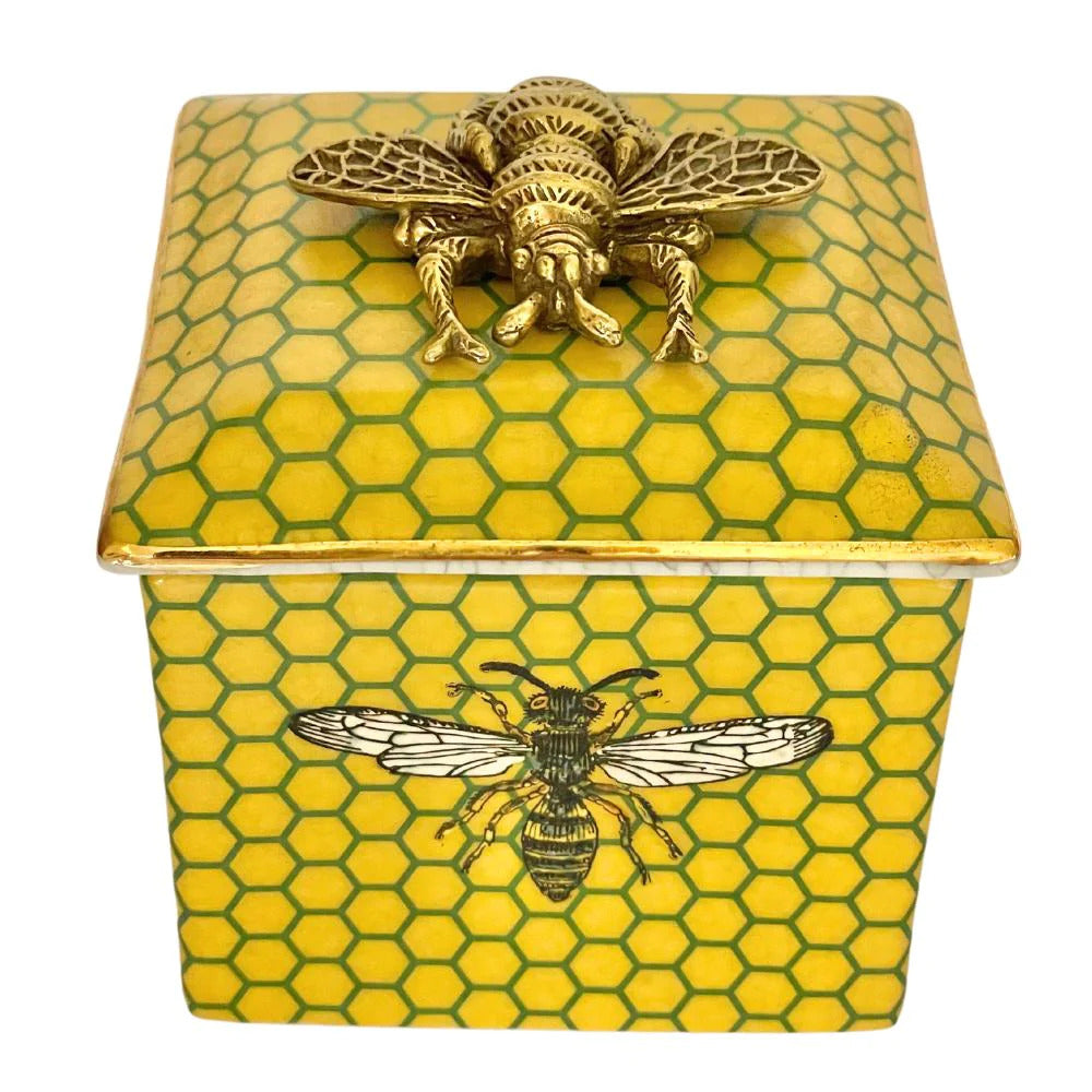 Jardiner Porcelain Trinket Box - Bronze Abeja Bees