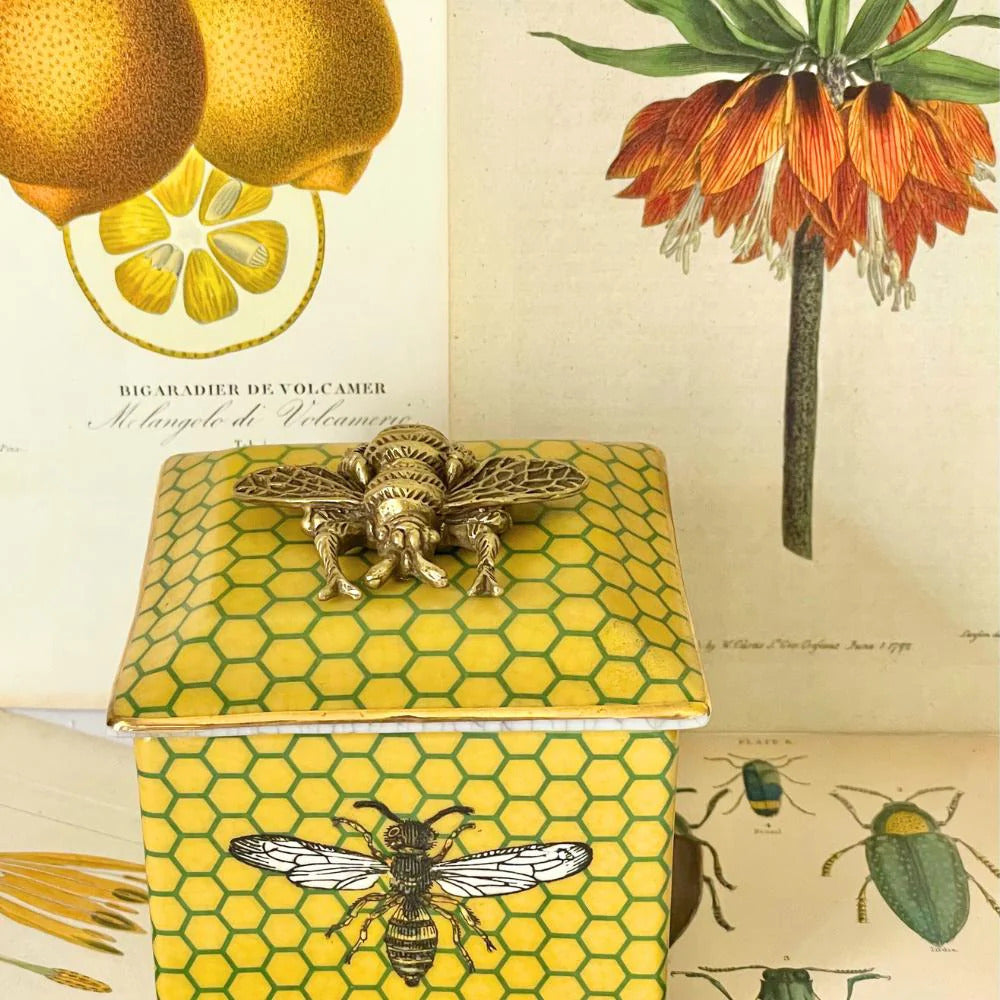 Jardiner Porcelain Trinket Box - Bronze Abeja Bees