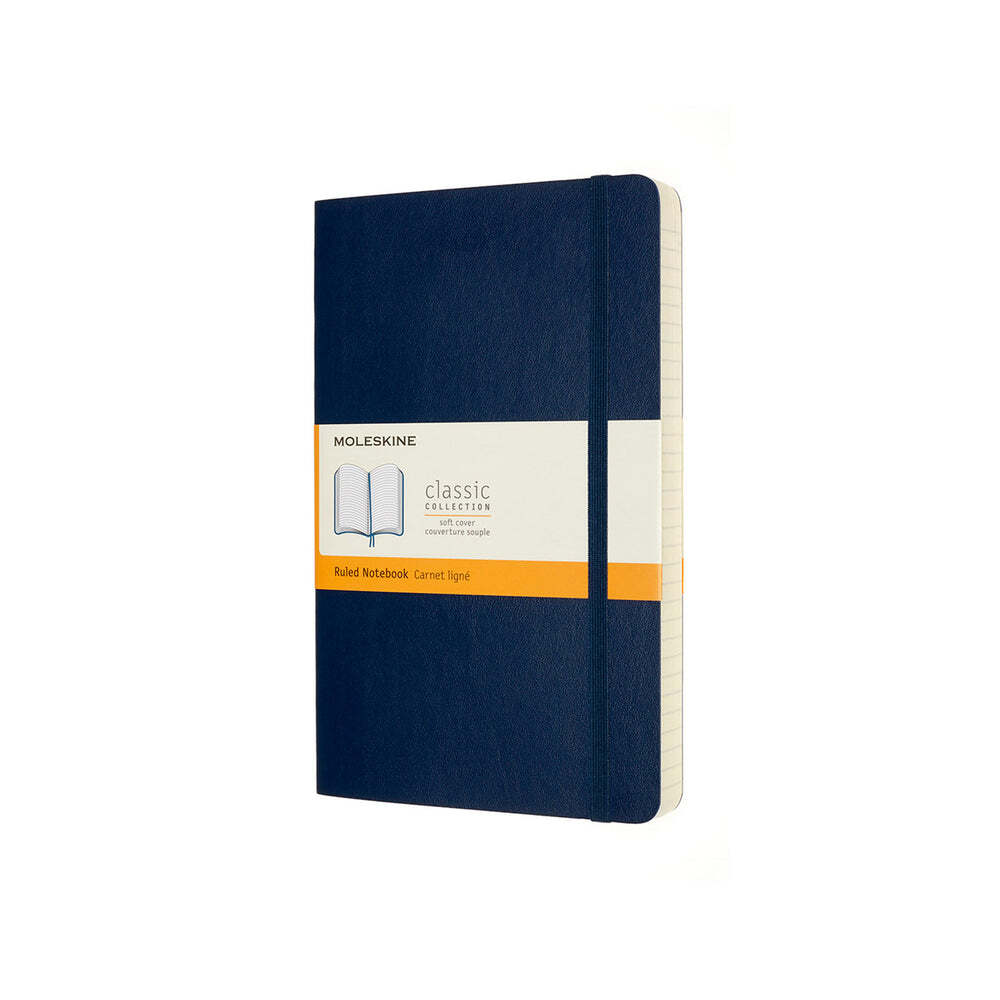 Moleskine Classic Soft Cover Notebook Expanded Ruled Large - Sapphire Blue