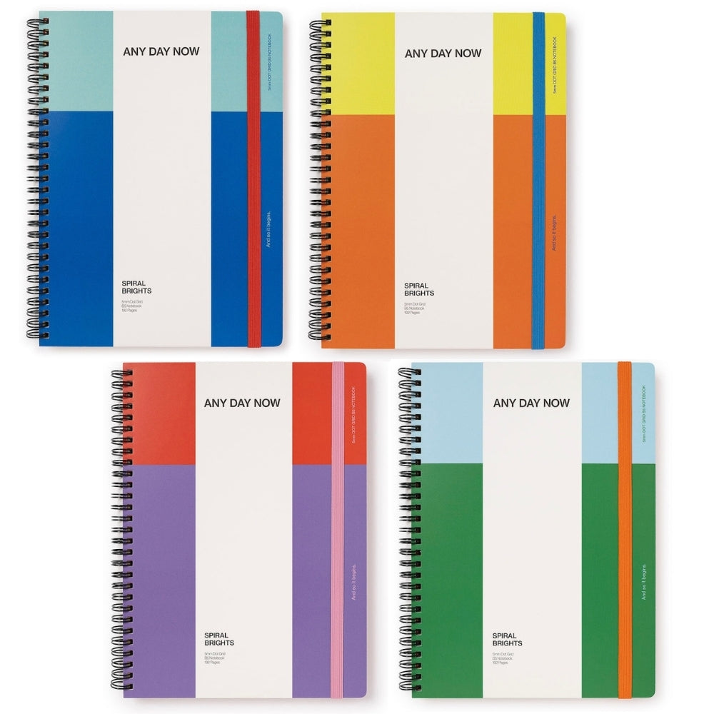 Any Day Now Bright Spiral Notebook Dot Grid B5