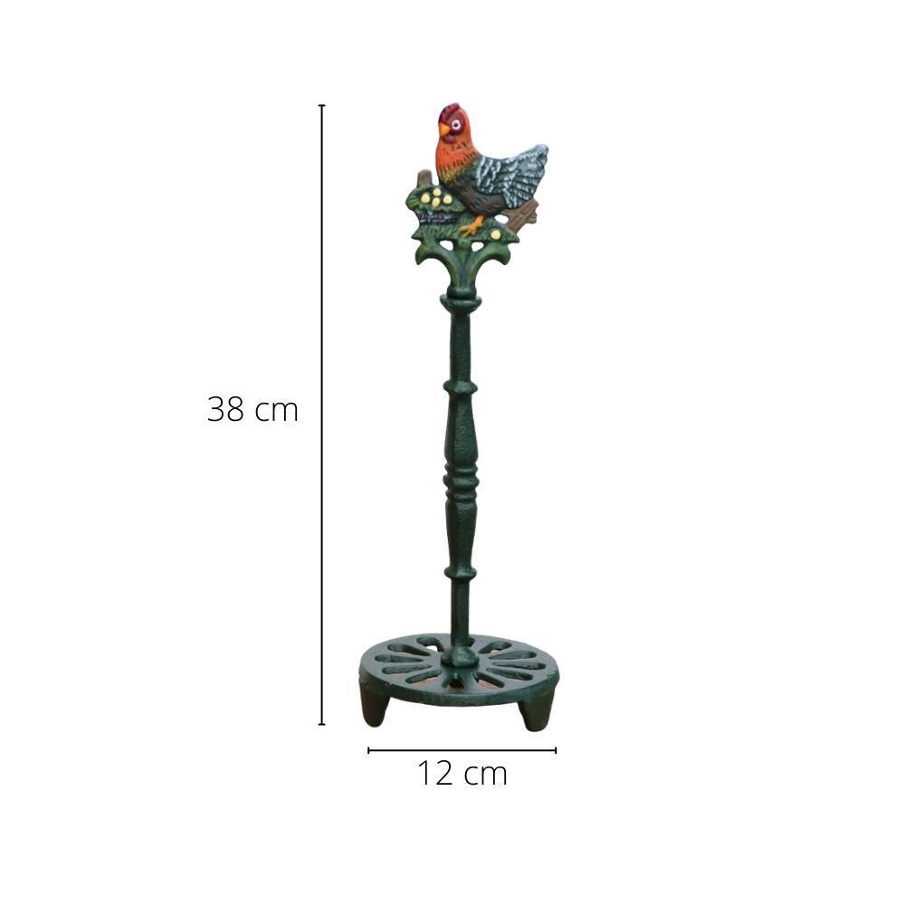Cast Iron Hand Painted Rooster Paper Towel Holder Stand
