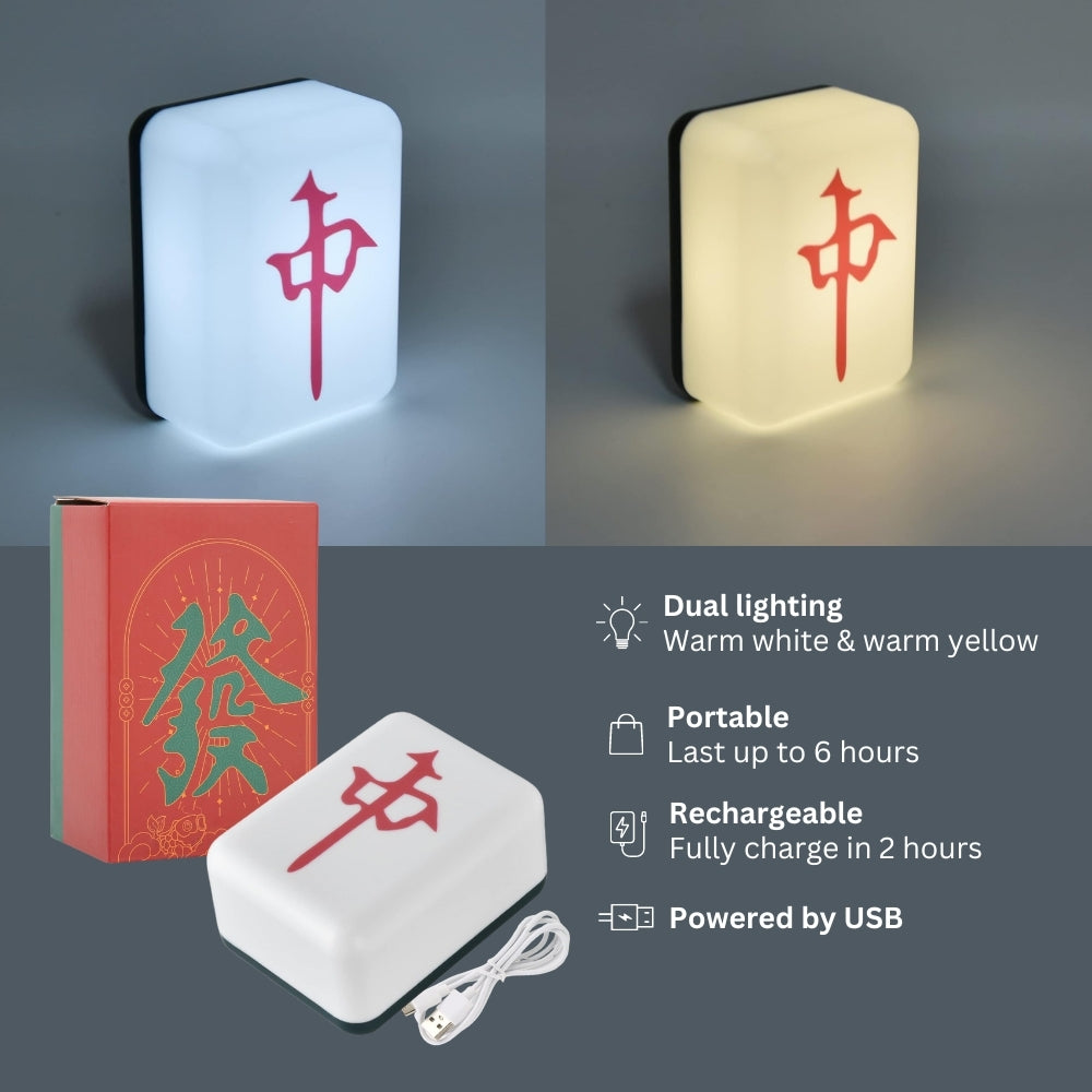 Mahjong USB Rechargeable LED Night Light - Red Dragon