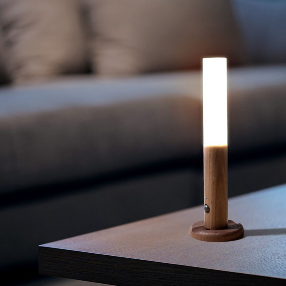No-Drill Magnetic Walnut Motion Sensor Wall LED Light