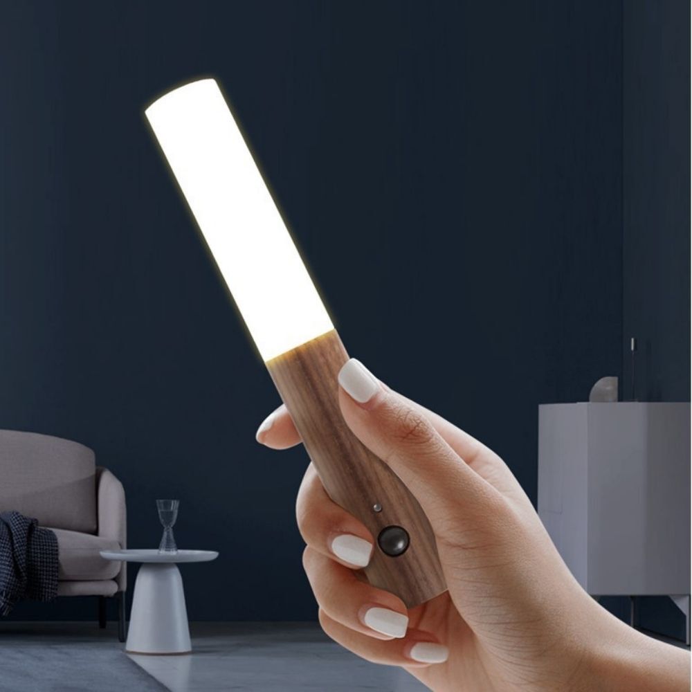 No-Drill Magnetic Walnut Motion Sensor Wall LED Light